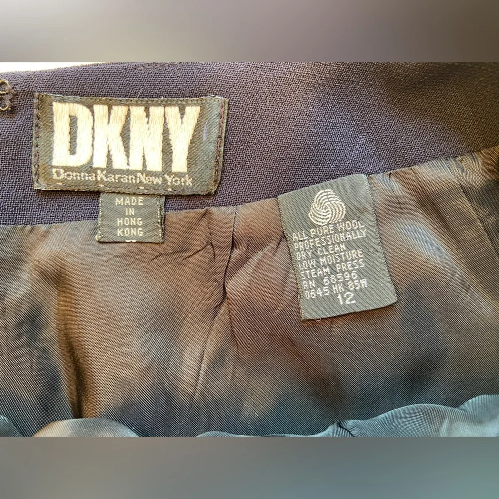 DKNY Blue Wool Mini Skirt, Vintage, Size‎ 12